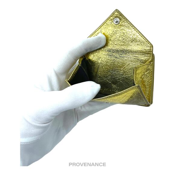 🔴 Balenciaga Papier Mini Wallet - Metallic Gold Leather - Picture 6 of 8